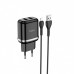 Сетевое зарядное устройство Hoco N4 (комплект с кабелем Lightning, для iPhone) 2USB, 2,4A Black