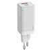 Быстрое сетевое зарядное устройство Baseus GaN2 Quick Charger 45W Type-C + USB-A (с кабелем Type-C to Type-C на 60W) White
