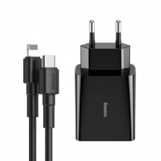 Зарядное устройство (блок и кабель) для iPhone Baseus DZ-HW Speed Mini PD Single Type-C c кабелем Type-C to Lightning (PD, 18W) Black