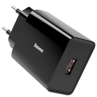 Сетевое зарядное устройство Baseus Speed Mini QC single U Quick Charger (QC3.0, 18W, 1USB) Black