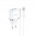 Сетевое зарядное устройство Hoco N4 (комплект с кабелем Lightning, для iPhone) 2USB, 2,4A White