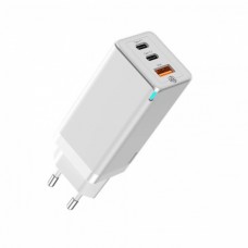 Быстрое сетевое зарядное устройство Baseus GaN2 Pro Quick Charger 65W (2 Type-C + USB-A) White