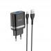 Сетевое зарядное устройство Hoco N1 (комплект с кабелем MicroUSB) 1USB, 2,4A Black