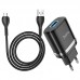 Сетевое зарядное устройство Hoco N1 (комплект с кабелем MicroUSB) 1USB, 2,4A Black