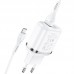 Сетевое зарядное устройство Hoco N4 (комплект с кабелем Lightning, для iPhone) 2USB, 2,4A White