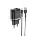 Сетевое зарядное устройство Hoco N4 (комплект с кабелем MicroUSB) 2USB, 2,4A Black