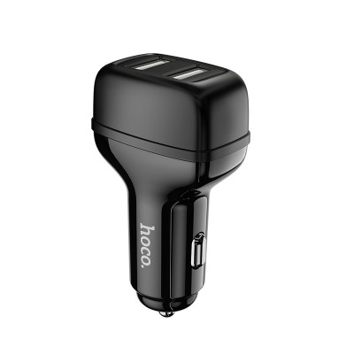 Автомобильное зарядное устройство Hoco DZ3 2USB, 2.4A c кабелем Type-C Black
