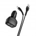 Автомобильное зарядное устройство Hoco DZ3 2USB, 2.4A c кабелем Type-C Black
