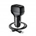 Автомобильное зарядное устройство Hoco DZ3 2USB, 2.4A c кабелем Lightning Black