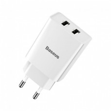 Сетевое зарядное устройство Baseus Speed Mini QC Dual U Quick Charger (QC3.0, 18W, 2USB) White