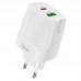 Сетевое зарядное устройство Hoco CA85A Bright (2ports USB, Type-C) PD20W+QC3.0 White