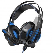 Игровые наушники Hoco W102 Cool tour с микрофоном и подсветкой Blue