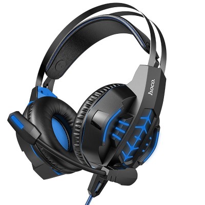 Игровые наушники Hoco W102 Cool tour с микрофоном и подсветкой Blue