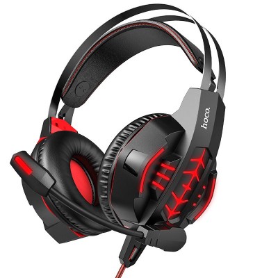 Игровые наушники Hoco W102 Cool tour с микрофоном и подсветкой Red