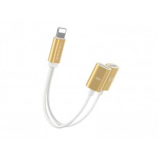 Переходник Usams US-SJ160 Adapter Cable Dual lightning 2 in 1 Gold