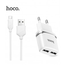 Сетевое зарядное устройство HOCO C12 2USB 2.4A + Кабель Micro Usb White