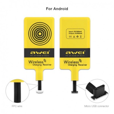 Qi приемники для беспроводной зарядки Awei S7 Wireless Micro USB for Android (0.8A)
