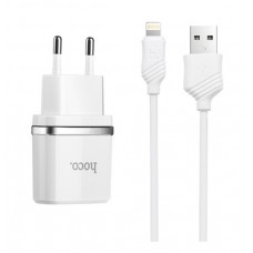 Сетевое зарядное устройство HOCO C12 2USB 2.4A + Кабель Lightning White