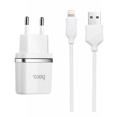 Сетевое зарядное устройство HOCO C12 2USB 2.4A + Кабель Lightning White