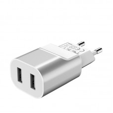 Сетевое зарядное устройство Hoco C47A Metal (2USB, 2.1А) Silver