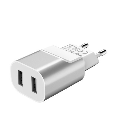 Сетевое зарядное устройство Hoco C47A Metal (2USB, 2.1А) Silver