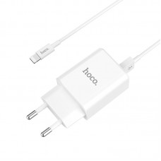 Сетевое зарядное устройство Hoco C62A Victoria c кабелем Lightning (2USB, 2.1A) White