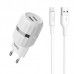 СЗУ Hoco C41A Wisdom with MicroUSB (EU) (2USB, 2.4A) White