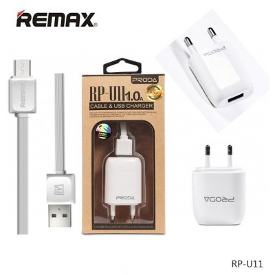 Сетевое зарядное устройство Remax 1A Wall Charger RP-U11 With Micro USB Cable