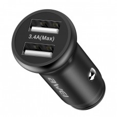Автомобильное зарядное устройство Awei C-838 c кабелем MicroUSB (2USB, 3.4А) Black