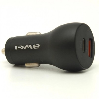 Автомобильное зарядное устройство Awei C-822 (QC3.0+PD) Black