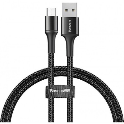 Кабель MicroUSB с оплеткой Baseus halo data cable (3A) 0.25m Black