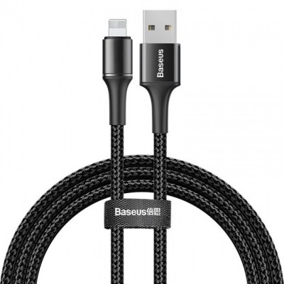 Кабель для iPhone с оплеткой Baseus halo data cable USB For Lightning 2.4A 0.25m Black