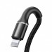 Кабель для iPhone с оплеткой Baseus halo data cable USB For Lightning 2.4A 0.25m Black