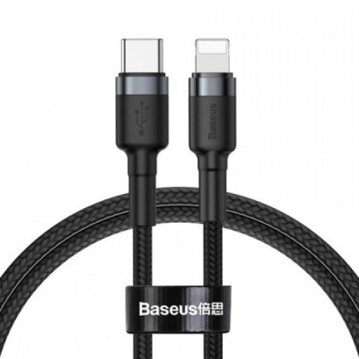 Кабель Baseus Cafule Type-C to Lightning (QC 3.0+PD 18W) 1m Black