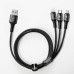 Кабель с оплеткой 3в1 (MicroUSB, Type-C, Lightning) Baseus halo data 3-in-1 cable USB 3.5A 1.2m Black