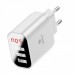 Сетевое зарядное устройство Baseus Mirror Lake Intelligent Digital Display (3USB, 3.4A) White