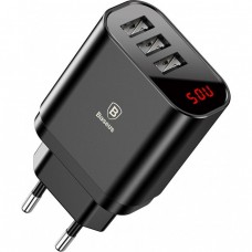 Сетевое зарядное устройство Baseus Mirror Lake Intelligent Digital Display (3USB, 3.4A) Black