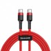 Кабель Type-C to Type-C с оплеткой Baseus Cafule PD2.0 flash charging (20V 3A) 1m Red
