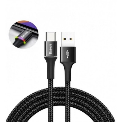 Кабель Type-C с оплеткой Baseus halo data HW flash charge cable (40W) 1m Black