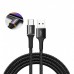 Кабель Type-C с оплеткой Baseus halo data HW flash charge cable (40W) 1m Black