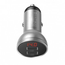 Автомобильное зарядное устройство Baseus Digital Display Dual USB 4.8A 24W Silver