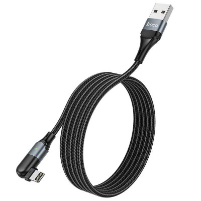 Кабель Hoco U100 Orbit PD fast charging data cable с USB на Lightning 1.2m, 20W Black