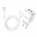 Сетевое зарядное устройство Hoco C77A (2USB) с кабелем MicroUSB White