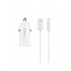 Автомобильное зарядное устройство Hoco Z12 + Lightning USB Cable (2USB 2.4A) White