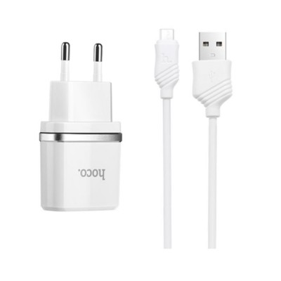 Сетевое зарядное устройство Hoco C11 + Micro USB Cable (1USB 1А) White