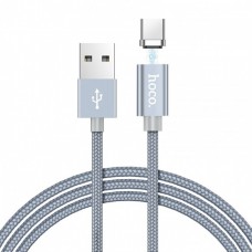 Магнитный кабель Hoco U40A magnetic adsorption charged Type-C 1m Metal Gray