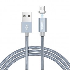 Магнитный кабель Hoco U40A magnetic adsorption charged MicroUSB 1m Metal Gray