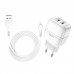 Сетевое зарядное устройство Hoco C77A (2USB) с кабелем Lightning White