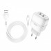 Сетевое зарядное устройство Hoco C77A (2USB) с кабелем Type-C White