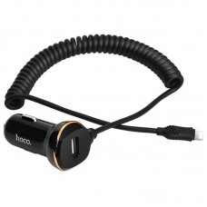 Автомобильное зарядное устройство Hoco Z14 + Lightning Cable (1USB 3.4A) Black